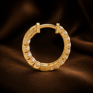 Pendientes de Lujo de Oro Puro de 14K, Pendientes de Aro con Diamantes Cultivados en Laboratorio de Corte Redondo, Joyería de Boda, Precio de Fábrica, Personalizados - Product Image 4