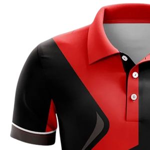 Black Red <b>White</b> <b>Cricket</b> Jersey for Men Polo Collar Team Sports Shirt Lightweight Athletic Uniform Breathable Game Practice - Product Image 6