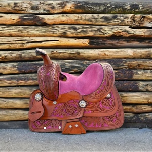 TI101OA060 Customized Branded Western English Leather Horse Saddle Soft Seat Fiberglass Tree Stainless Steel Hardware <b>Equestrian</b> - Product Image 3