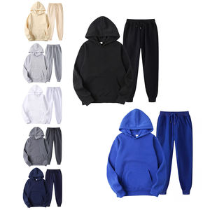 Ensemble de survêtement unisexe personnalisé avec logo, 100 % coton, coupe ample, 2 pièces, pour homme et femme, style streetwear, en molleton pour l'hiver - Product Image 5