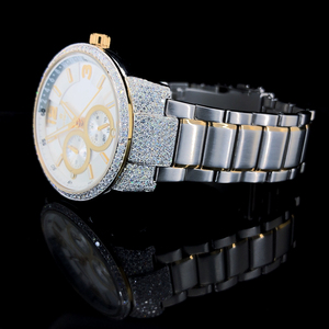 Reloj Cronógrafo Mecánico Amarillo de Lujo para Hombre, Marca de Prestigio, Caja de Acero Inoxidable de 40 mm, Esfera de Cristal, Movimiento Analógico ETA, Bisel con Diamantes - Product Image 3