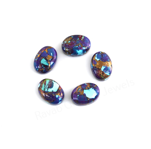 Meilleures ventes : Cabochon de pierre précieuse Mohave Purple Turquoise 10x14mm ovale à dos plat, poli miroir, lisse, pour la fabrication de bijoux et pendentifs - Product Image 1