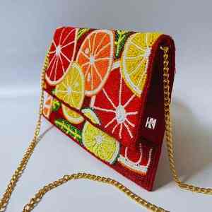 Sac fourre-tout promotionnel artisanal de luxe indien fait main, forme baguette, perles de verre multicolores, décontracté et durable - Product Image 4