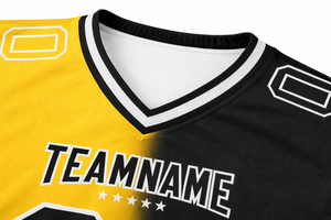 เสื้อฟุตบอลอเมริกันขายส่ง แบบสั่งทำชื่อและหมายเลข  ชุดทีมแบบซับลิเมชั่น ดีไซน์สองสี คอวี แห้งเร็ว ชุดกีฬา - Product Image 4