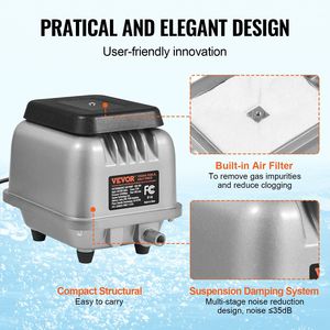 Pompa ad aria lineare flusso 90l/Min aerano acqua 1/4 acro stagni 10 piedi di profondità per i ristoranti di pesce allevamenti ittici di acquacoltura-rifiuti - Product Image 5