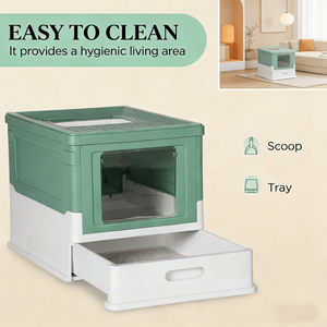 Stainless Steel <b>Cat</b> Litter <b>Box</b> with Enclosure Accessory for Feline Hygiene - Product Image 4