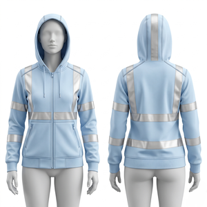 Sudadera con Capucha para Hombre y Mujer, 320 GSM, Algodón y Poliéster, Forro Polar, Panel Reflectante Morado en el Pecho y las Mangas, Logotipo Personalizado con Bordado e Impresión - Product Image 3