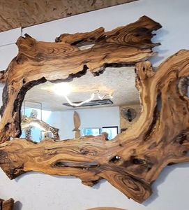 Handmade Art Deco Rustic <b>Wooden</b> Wall <b>Mirror</b> with Irregular Shape Framed Decorative Design for Wedding & Diwali Occasions - Product Image 5