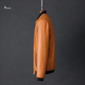 Chaqueta de Cuero Negra para Hombre, Cierre de Cremallera, Estilo Motero Informal, Ropa de Invierno, Prenda Exterior Duradera, Logotipo Personalizado, Proveedor OEM - Product Image 6