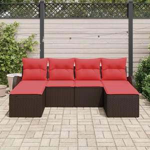Brown Synthetic Poly <b>Rattan</b> Garden <b>Sofa</b> Set With Cushions Outdoor Furniture Contemporary Design - Product Image 5