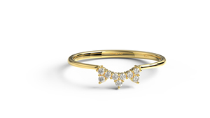 Luxury 18K Gold Curved Ring Round Diamond <b>Cluster</b> Ring Stackable Promise Ring Band Anniversary Fine Jewelry For Women - Product Image 1