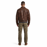 Blouson de travail en cuir pleine fleur de vache, style vintage vieilli, ultra-courte, coupe carrée, faite main, pour homme, streetwear, OEM