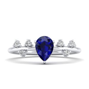 Prix de gros REYES, bagues de fiançailles solitaires en or massif 14 carats avec saphir bleu taille poire de 0,75 carat pour femmes, bijoux fins - Product Image 5