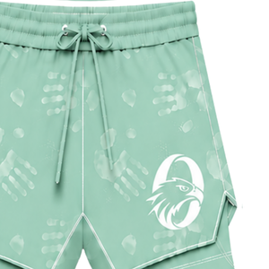 Shorts Deportivos de Baño Color Verde Menta y Blanco, Ligeros, Ecológicos, de Secado Rápido, Transpirables, con Cordón Ajustable en la Cintura, para Entrenamiento y Alto Rendimiento - Product Image 3