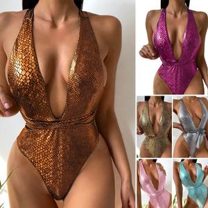 Custom Swimsuits Sexy Shiny Bandeau Swimwear Bodysuits Womens Designer Swimsuit Brazilian Swimwear <b>Thong</b> Monokini Swimwear - Product Image 4