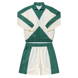 Ensemble veste et short sportif pour homme, color-block, col montant, en polyester, séchage rapide, respirant, idéal pour l'été - Product Image 2
