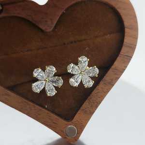 Cluster Moissanite Pear cut Flower <b>Stud</b> Earrings 925 <b>Silver</b> Fine Jewelry Engagement for Women's Charm Gift Partners - Product Image 5