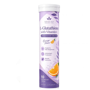 Antioxidant L-Glutathione With Vitamin C Effervescent <b>Tablets</b> 10 Count Created For Daily Drink and Healthy Looking <b>Skin</b> Care - Product Image 1