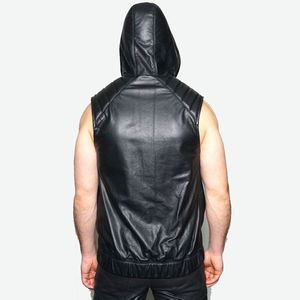 Gilet de moto en cuir noir pour homme, style motard classique, qualité supérieure, vente en gros - Product Image 4