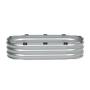 Ampio Vaso Rialzato Ovale in Metallo Zincato per Esterni 4 x 2 x 1 piedi con Fondo Aperto, Set di Vasi - Product Image 1