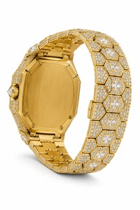 Reloj de Lujo Unisex de Acero Inoxidable con Incrustaciones de Diamantes en Oro Amarillo, Cuadrado, de Cuarzo, 41 mm, Esfera Analógica, Cristal de Zafiro, Cierre de Hebilla - Product Image 5