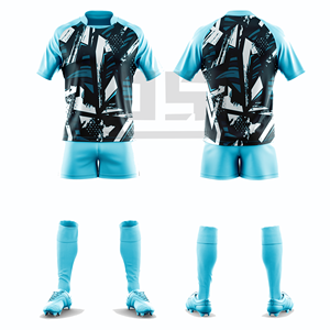 Tenue de rugby professionnelle personnalisée, maillot et short imprimés, vêtements de sport athlétiques pour les matchs d'équipe compétitifs, 100% performance - Product Image 3