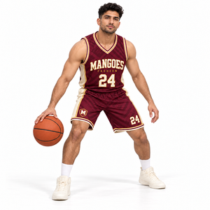 Camiseta de Baloncesto Personalizada, Uniforme de Equipo Bordado, 100% Poliéster, Conjunto Deportivo sin Mangas y de Manga Corta para Adultos - Product Image 3