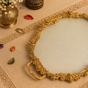 Bandeja Ovalada de Latón Hecha a Mano, Estilo Art Deco, Organizador de Perfumes, Plato Decorativo para Servir en la Cocina, Ligero, Ideal para Diwali - Product Image 6