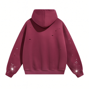 Fournisseur de sweats à capuche unisexes surdimensionnés en molleton épais 100% coton, couleur Spray Ash Apricot, avec logo brodé personnalisé - Product Image 2