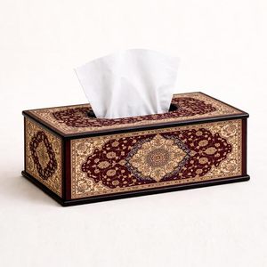 Vintage Acacia Wood Tissue Box Cover Hand Painted Floral Tissue Holder Decorative Napkin <b>Case</b> for Home Hotel - Product Image 1
