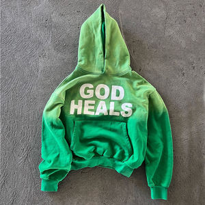 Custom Silk Screen Printing Sun Faded <b>Hoodie</b> No <b>Strings</b> Oversized Cropped 500 Gsm Heavyweight <b>Hoodie</b> <b>for</b> Men - Product Image 1