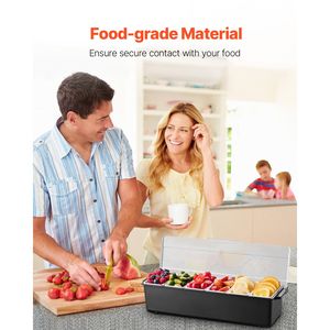 Estación de Servicio Refrigerada para Condimentos con 6 Compartimentos - Contenedor de Plástico Refrigerado para Frutas, Verduras y Condimentos - Product Image 3