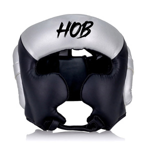 HOB <b>Boxing</b> Head Guard Black Leather Protective <b>Headgear</b> for Adults Unisex Sports Equipment - Product Image 6