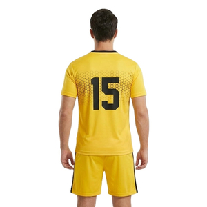 ชุดเสื้อฟุตบอลคอวีสีเหลืองสำหรับผู้ชาย แขนสั้น พิมพ์ลายหมายเลขทีม 15 ระบายเหงื่อได้ดี ใส่ได้ทุกฤดู ชุดยูนิฟอร์มสำหรับผู้ใหญ่ - Product Image 3