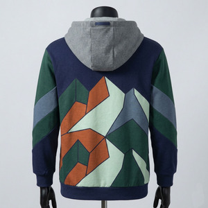 Sudadera con capucha para hombre con logo OEM personalizado, estampado multicolor, estilo urbano, venta al por mayor, forro polar grueso, bloques de color - Product Image 4