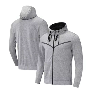 Conjunto Deportivo con Capucha para Hombre, Sudadera con Cremallera Completa y Pantalones, Color Sólido, Estilo Deportivo, Secado Rápido, Poliéster, Otoño - Product Image 4
