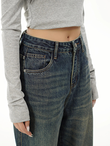 กางเกงยีนส์ทรงหลวมขากว้าง ROCKRUSH รุ่น Unisex สี Medium Wash เอวกลาง ผ้าเดนิมถัก ระบายอากาศ แห้งเร็ว กันลม พิมพ์ลายเต็มตัว - Product Image 5