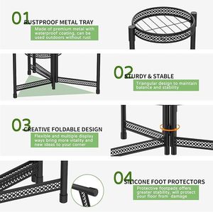 Modern Metal Flower Stand With Circular Design For Indoor Plants Home Decor Minimalist <b>Style</b> <b>Powder</b> Coated Finish - Product Image 6