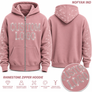 Sudadera con Capucha y Cremallera Personalizada al por Mayor con Diseño de Diamantes de Imitación, Bolsillo, 100% Algodón, Unisex, Ecológica, de Secado Rápido, Transpirable, para Invierno - Product Image 1