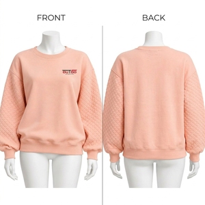 เสื้อสเวตเชิ้ตแขนยาวผ้าฟลีซสำหรับผู้หญิง สไตล์ลำลอง ตกแต่งด้วยตราสัญลักษณ์ สำหรับสตรีทแวร์ รับผลิตแบบ OEM/ODM - Product Image 6