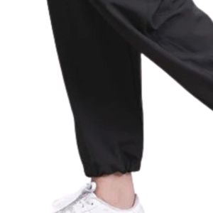 Women's Black Cargo Jogger Pants High <b>Waist</b> Drawstring Loose Fit Multi Pocket Casual Utility <b>Trousers</b> <b>Elastic</b> Lightweight - Product Image 3