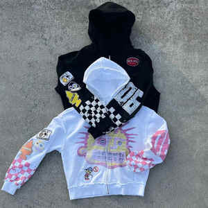 OEM Unisex 600GSM Heavyweight DTG Printing Zipper Hoodies Custom Digital Direct Print Sweatshirt Vintage Zip up <b>Hoodie</b> - Product Image 1