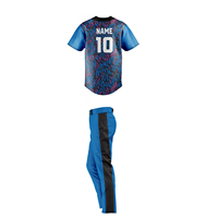 Seragam Bisbol Custom Sublimasi Pria, Jersey Lengan Pendek dan Celana, Bahan Polyester Anti Lembab, Cocok untuk Semua Musim