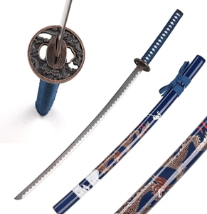 Épée Katana Bleu Or 102 cm en Acier Carbone de Haute Qualité, Lame de Samouraï Japonaise avec Fourreau - Product Image 4
