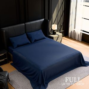 Set di Lenzuola Blu Navy in Microfibra, Resistenti al Restringimento e allo Sbiadimento, Facili da Curare, 4 Pezzi, per Letto Matrimoniale - Product Image 1