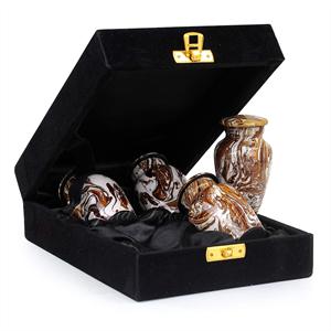 Handmade <b>Ceramic</b> Pet Urn Teardrop Shape Airtight For <b>Dogs</b> Brown White Marbled Design - Product Image 3