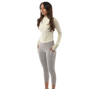 FlexZip Ribbed <b>Women</b> <b>Jacket</b> in <b>Beige</b> Color Stylish Ribbed Full Zip Activewear <b>Jacket</b> Lightweight Stretch Fitness Sports <b>Jacket</b> - Product Image 2