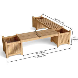 ม้านั่งไม้สักแบบโมดูลาร์สำหรับสวน พร้อมกล่องปลูกต้นไม้ในตัว - Product Image 4