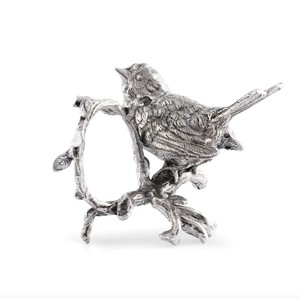 แหวนรองผ้าเช็ดปากโลหะลายนกสีเงินโบราณ ดีไซน์กิ่งไม้ตกแต่ง ที่ใส่ผ้าเช็ดปากสุดหรู อุปกรณ์ตกแต่งโต๊ะอาหาร - Product Image 3