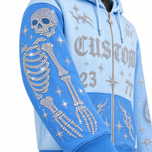 Sweat-shirt à capuche pour homme 100% Coton, Hiver, à manches longues, coupe oversize, épais, uni, avec strass, personnalisable et imprimable - Product Image 4
